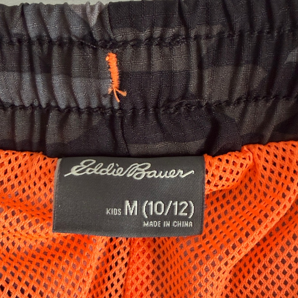 Eddie Bauer Black and Orange Mesh Shorts size 10 - Picture 2 of 7